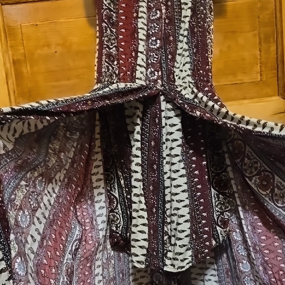 Ambiance White and Brown Boho Off-Shoulder Sundress with built in Shorts M - Picture 4 of 5